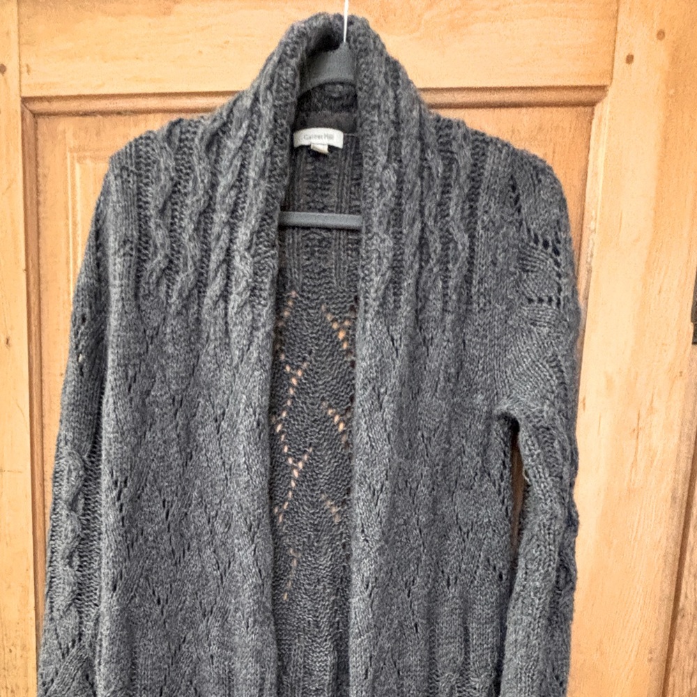 Garnet Hill long open weave wool duster S SM